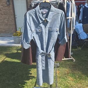 Sharagano Light Blue Jean Dress with Belt